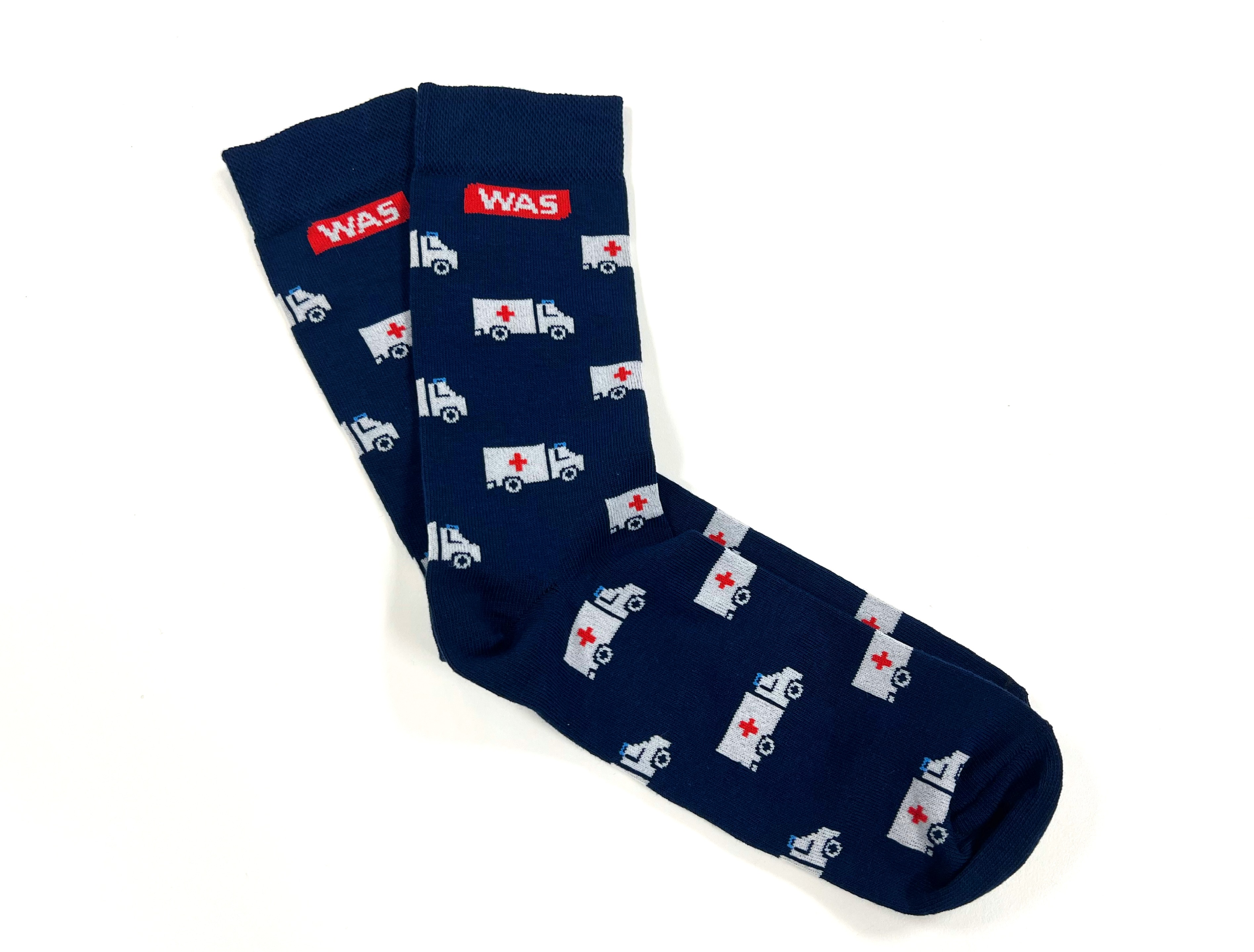WAS Alltagssocken „Krankenwagen“ (blau)
