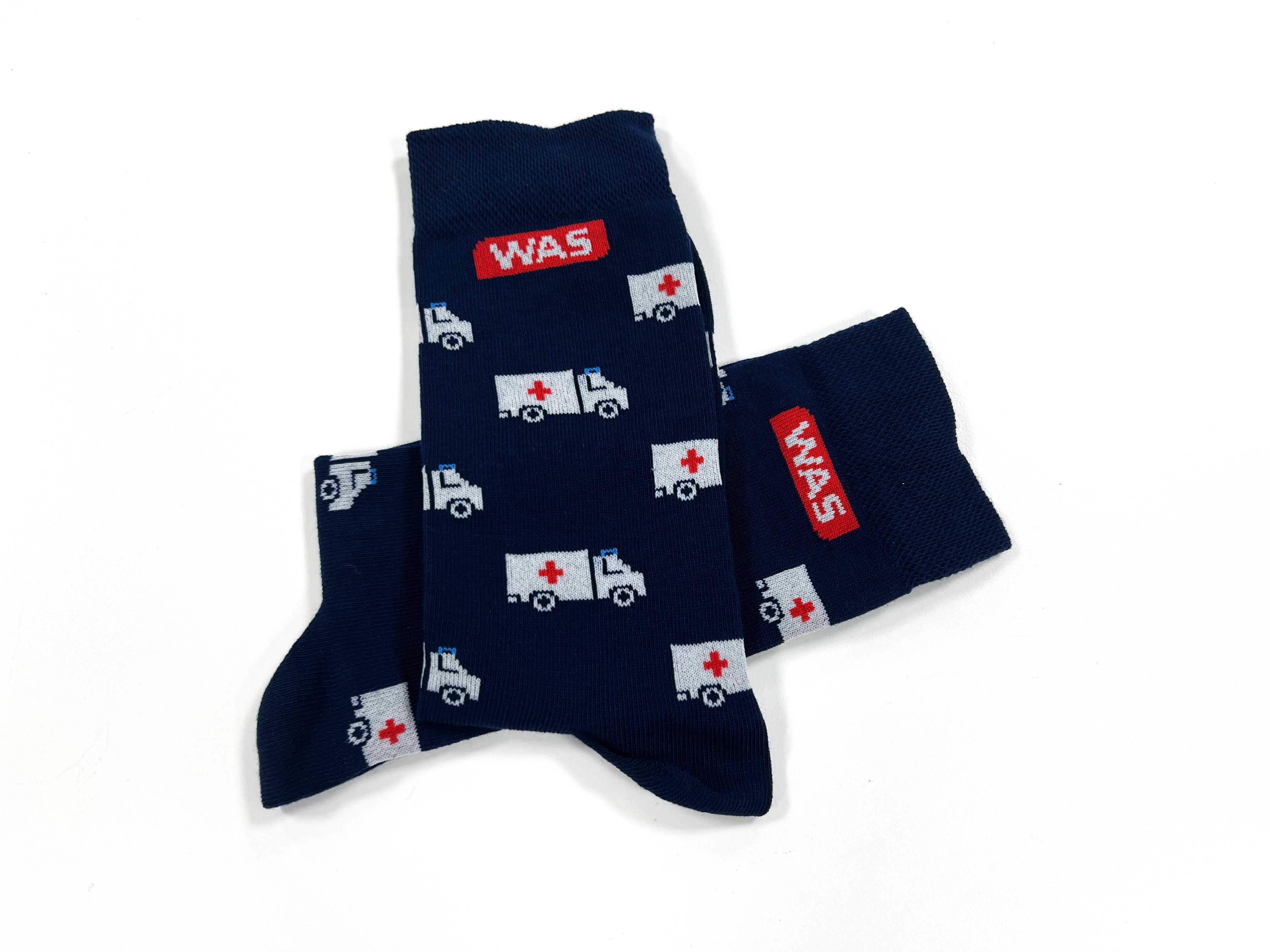 WAS Alltagssocken „Krankenwagen“ (blau)